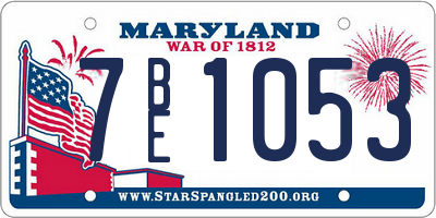MD license plate 7BE1053