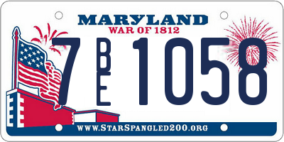 MD license plate 7BE1058