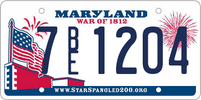 MD license plate 7BE1204