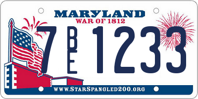MD license plate 7BE1233