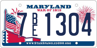 MD license plate 7BE1304