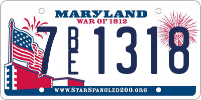 MD license plate 7BE1318