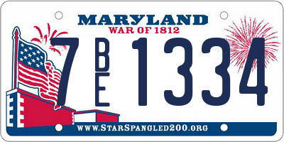 MD license plate 7BE1334