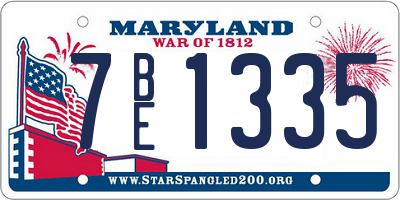 MD license plate 7BE1335