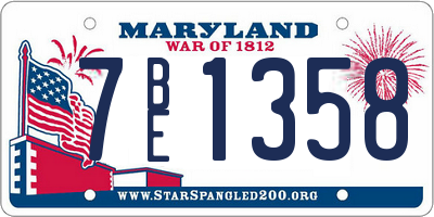 MD license plate 7BE1358
