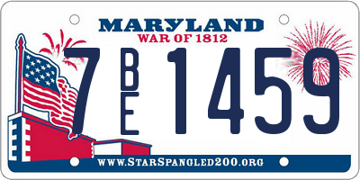 MD license plate 7BE1459