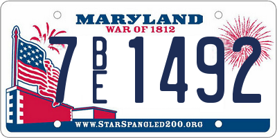 MD license plate 7BE1492