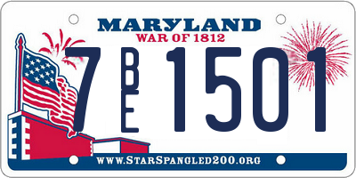 MD license plate 7BE1501