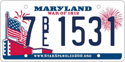 MD license plate 7BE1531