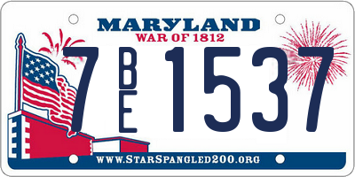 MD license plate 7BE1537