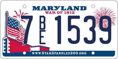 MD license plate 7BE1539