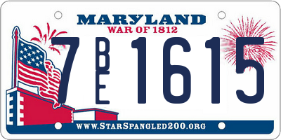 MD license plate 7BE1615