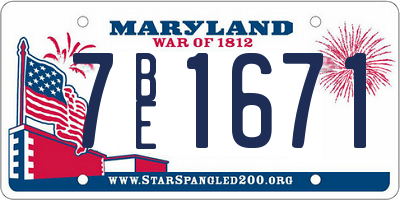 MD license plate 7BE1671