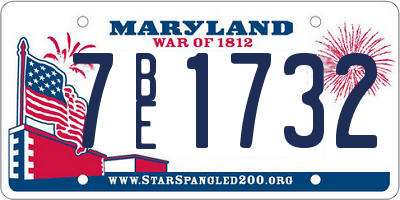MD license plate 7BE1732
