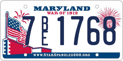 MD license plate 7BE1768