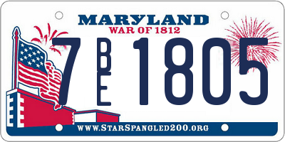 MD license plate 7BE1805