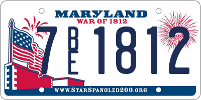 MD license plate 7BE1812