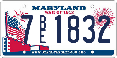 MD license plate 7BE1832