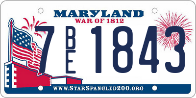 MD license plate 7BE1843