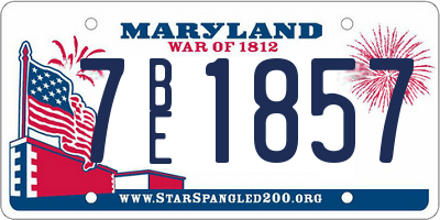 MD license plate 7BE1857