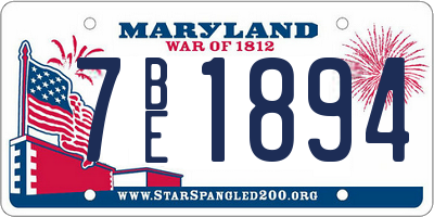 MD license plate 7BE1894