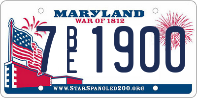 MD license plate 7BE1900