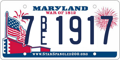 MD license plate 7BE1917