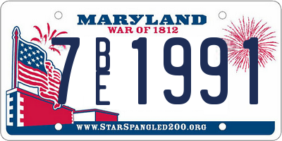 MD license plate 7BE1991