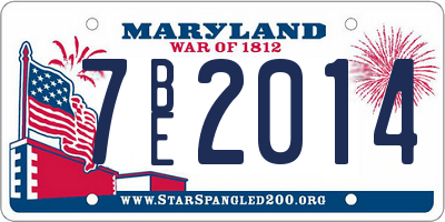 MD license plate 7BE2014