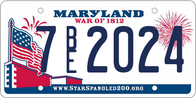 MD license plate 7BE2024