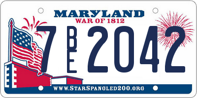 MD license plate 7BE2042