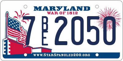 MD license plate 7BE2050