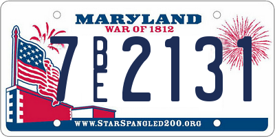 MD license plate 7BE2131
