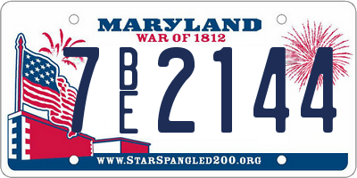 MD license plate 7BE2144