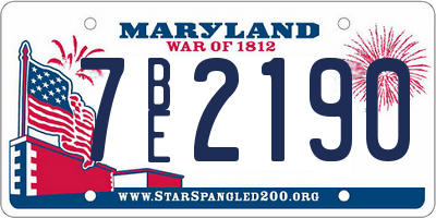 MD license plate 7BE2190