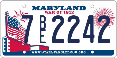 MD license plate 7BE2242