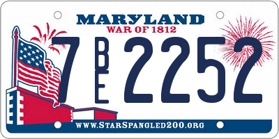 MD license plate 7BE2252
