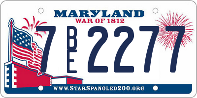 MD license plate 7BE2277