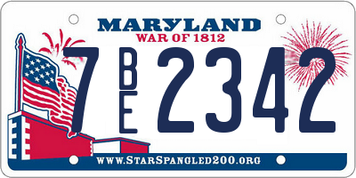 MD license plate 7BE2342