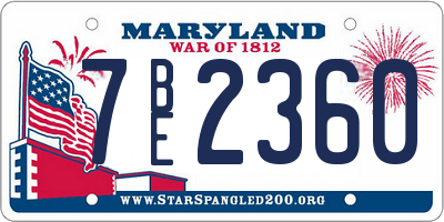 MD license plate 7BE2360