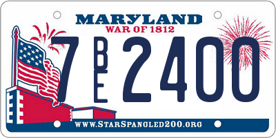 MD license plate 7BE2400