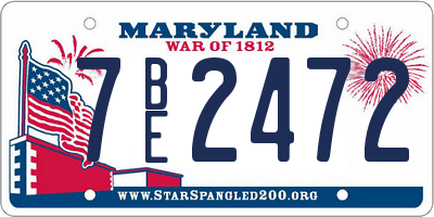MD license plate 7BE2472