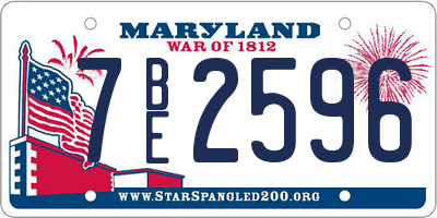 MD license plate 7BE2596
