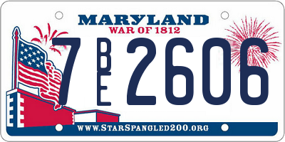 MD license plate 7BE2606
