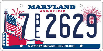MD license plate 7BE2629