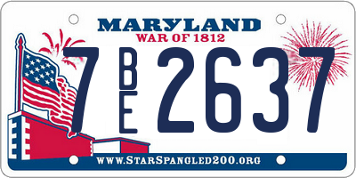 MD license plate 7BE2637