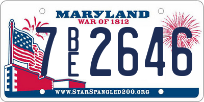 MD license plate 7BE2646