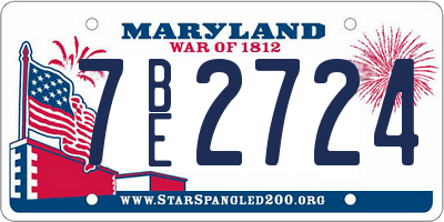 MD license plate 7BE2724