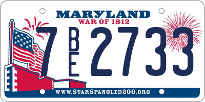 MD license plate 7BE2733