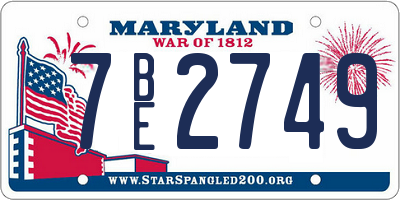 MD license plate 7BE2749